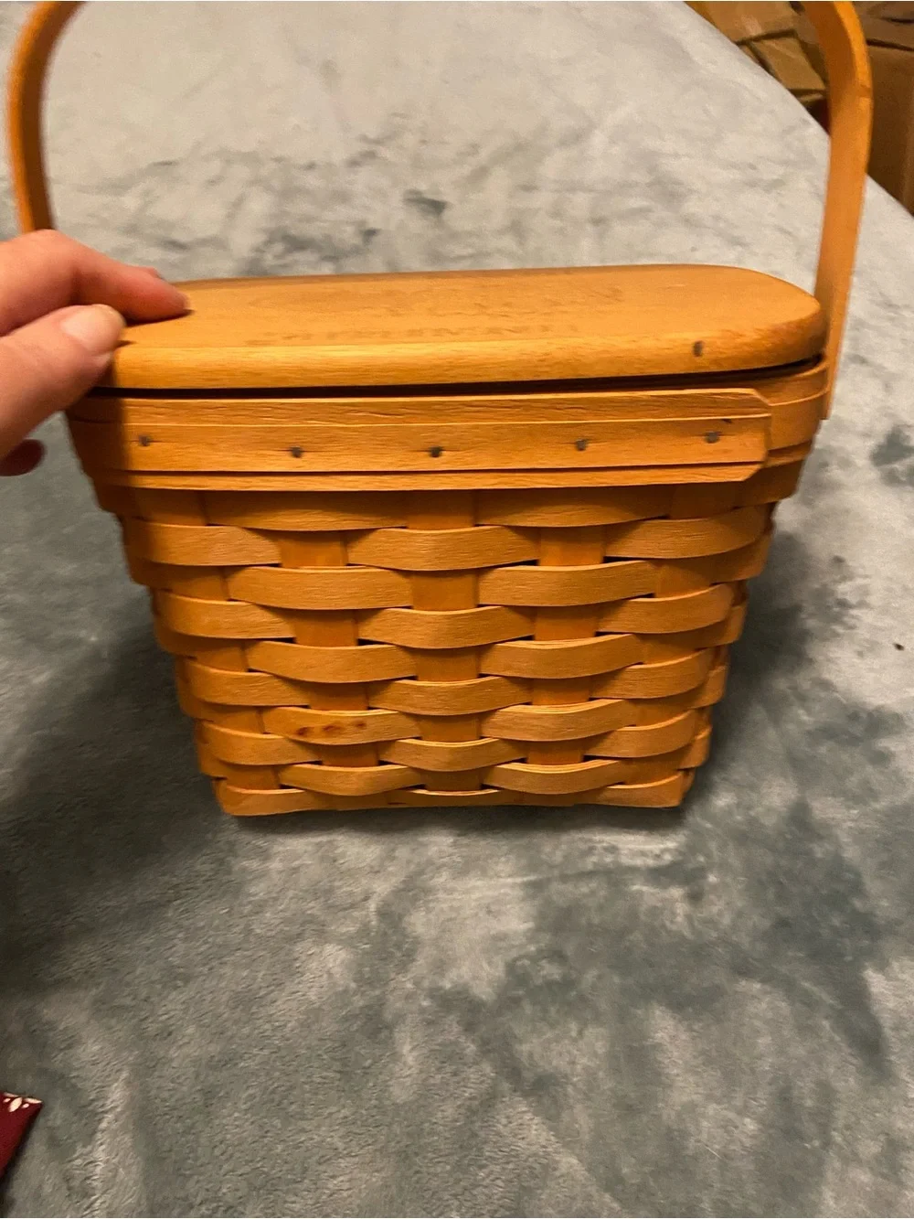 Longaberger 1995 Dresden baskets signatures lid protector 9x7